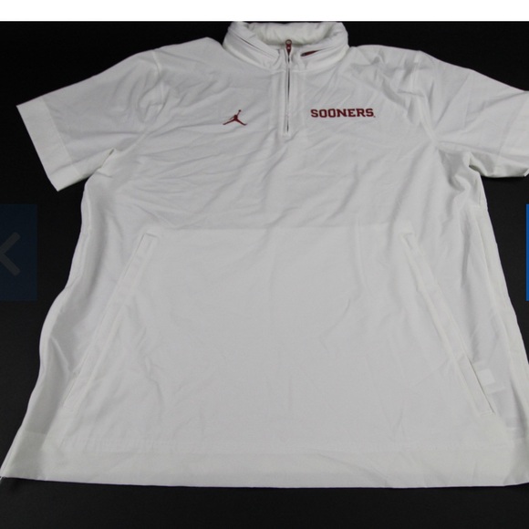Oklahoma Sooners pull over short sleeve jordan quarter zipjacket Sz L - Picture 1 of 4